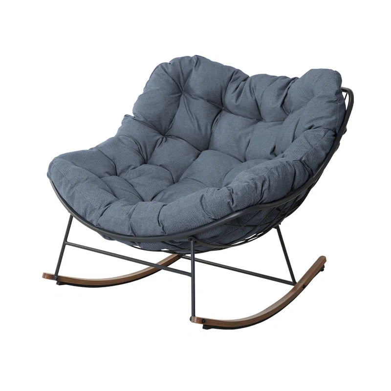 Caloyter Stylish Rocking Chair With Cushion in Steel - Wooden Bazar