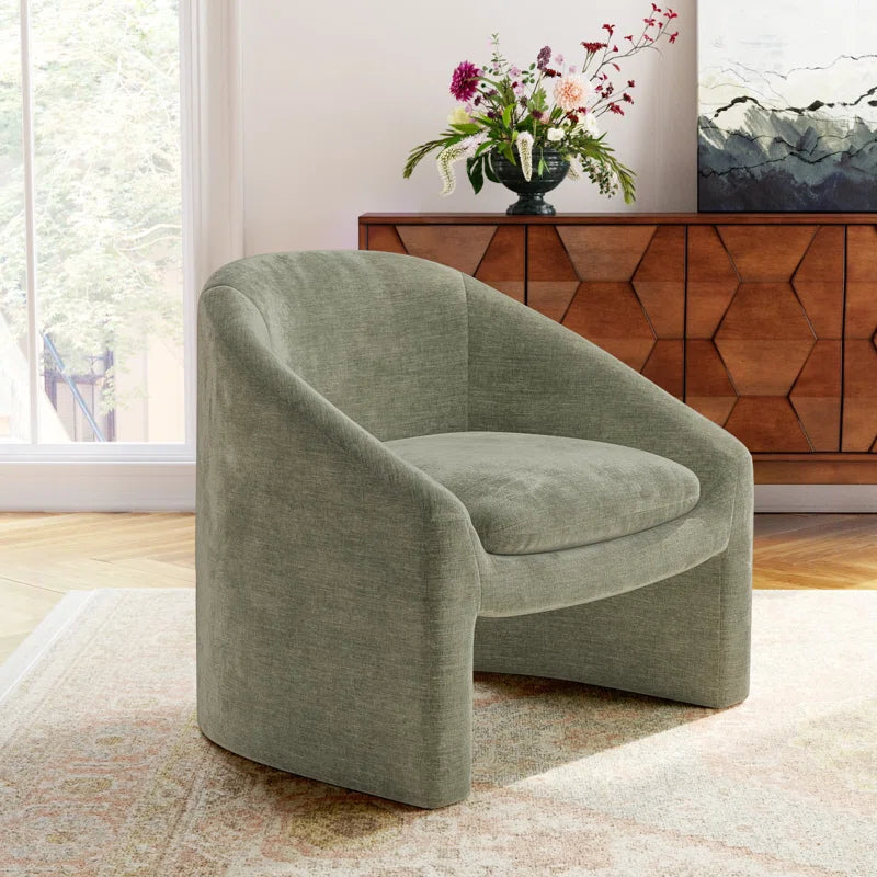 Vegnite Barrel Accent Chair with Upholstered Curved Back