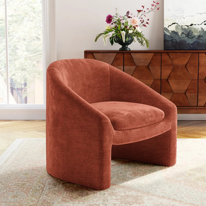 Vegnite Barrel Accent Chair with Upholstered Curved Back