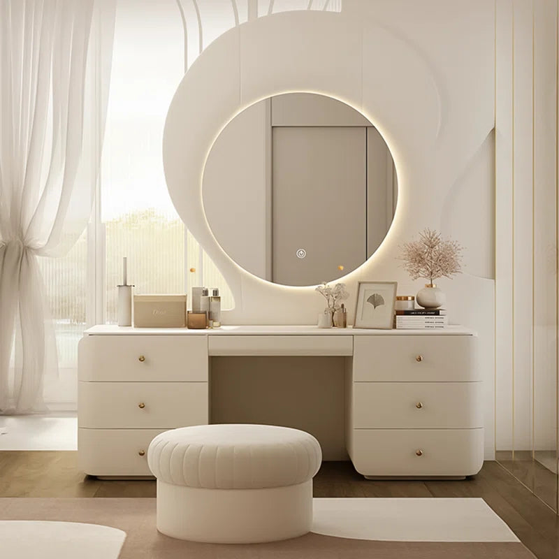 Arinol Luxury Vanity Dressing Table With Stool And Mirror - Wooden Bazar