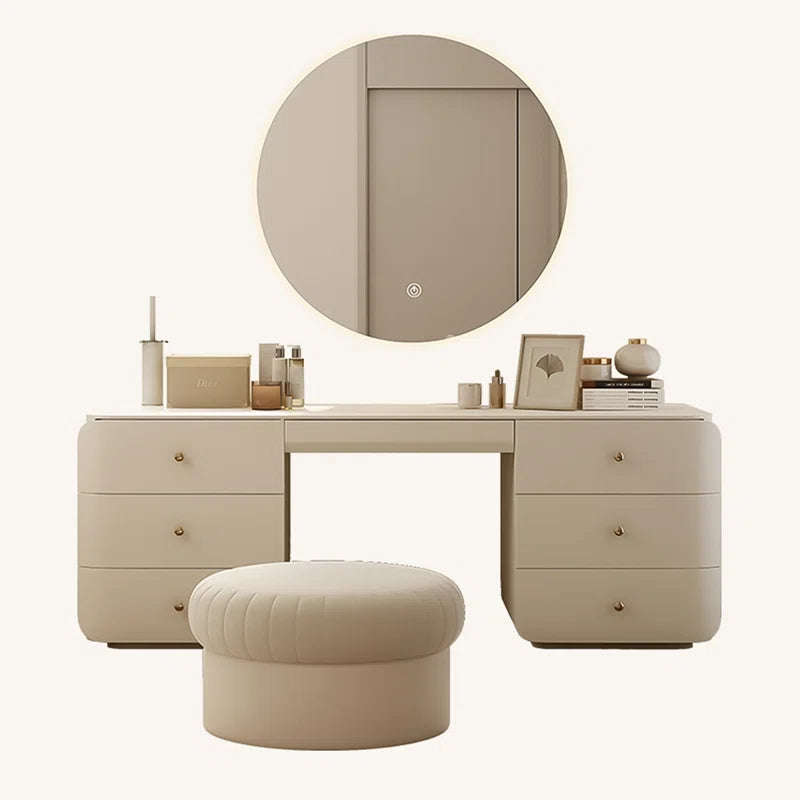 Arinol Luxury Vanity Dressing Table With Stool And Mirror - Wooden Bazar