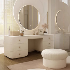 Arinol Luxury Vanity Dressing Table With Stool And Mirror - Wooden Bazar