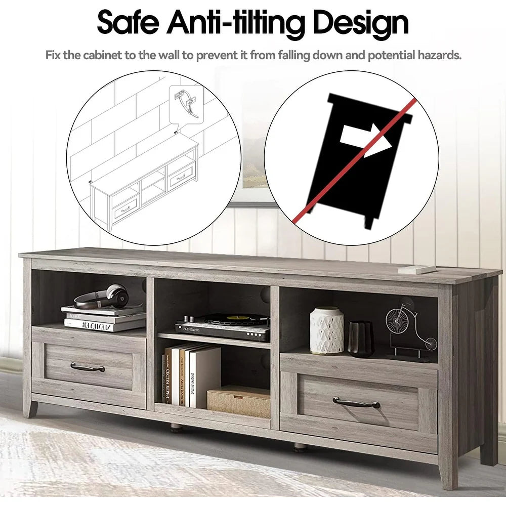 Jakison TV Stand Home Cabinet with Drawers/Shelves/Doors for Living Room Bedroom