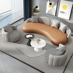 Takashiz 4 - Piece Faux Leather Living Room Set Luxury Sofa Set
