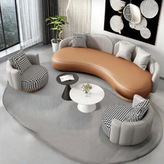 Takashiz 4 - Piece Faux Leather Living Room Set Luxury Sofa Set