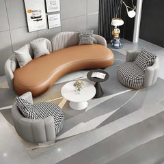 Takashiz 4 - Piece Faux Leather Living Room Set Luxury Sofa Set