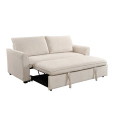 Helione Three-in-One Queen Size Sleeper Sofa Bed with Pull-Out Bed, Firm Square Arms