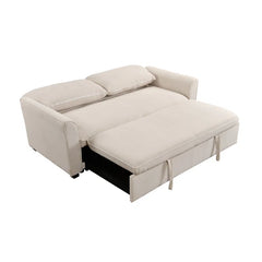 Helione Three-in-One Queen Size Sleeper Sofa Bed with Pull-Out Bed, Firm Square Arms