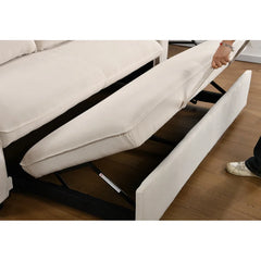 Helione Three-in-One Queen Size Sleeper Sofa Bed with Pull-Out Bed, Firm Square Arms