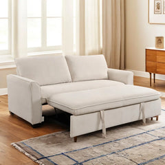 Helione Three-in-One Queen Size Sleeper Sofa Bed with Pull-Out Bed, Firm Square Arms