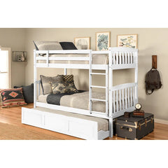 Twin Bunk Bed with Trundle - Wooden Bazar