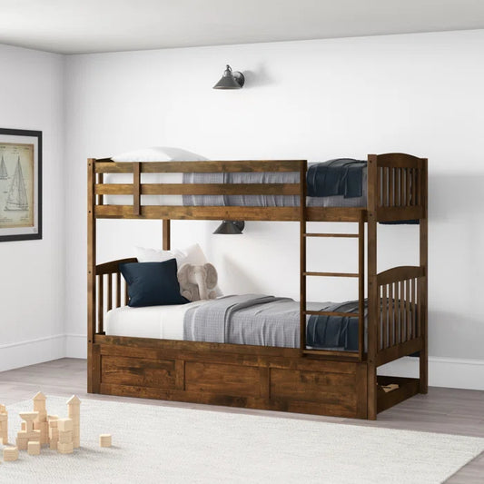 Twin Bunk Bed with Trundle - Wooden Bazar