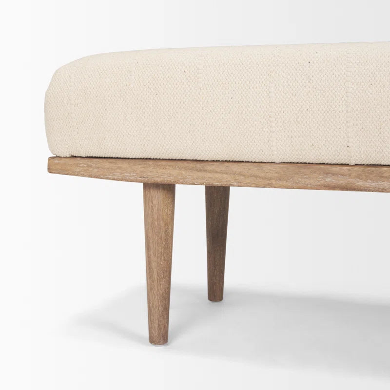 Zorty Cotton Blend Upholstered Bench - Wooden Bazar