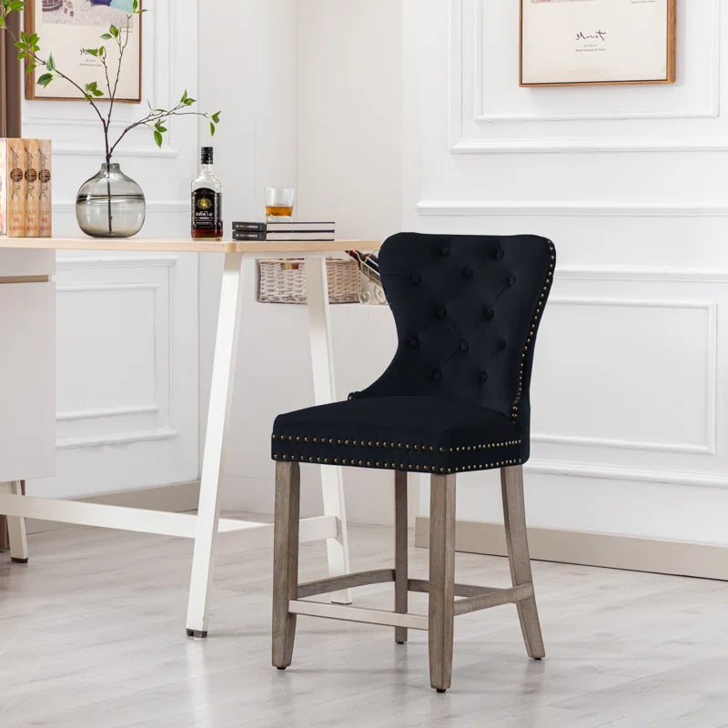 Thursaz Upholstered Counter and bar Stool with Solid Wood Frame