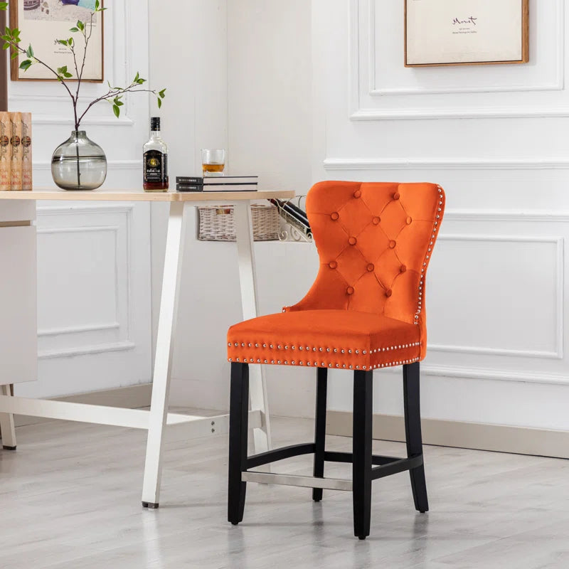 Thursaz Upholstered Counter and bar Stool with Solid Wood Frame