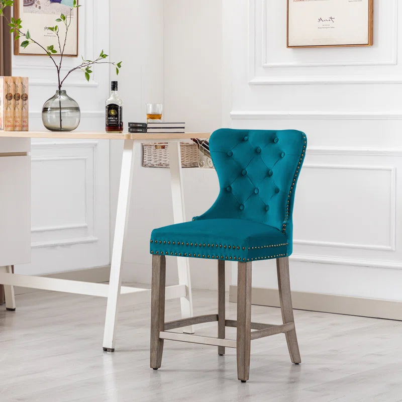 Thursaz Upholstered Counter and bar Stool with Solid Wood Frame