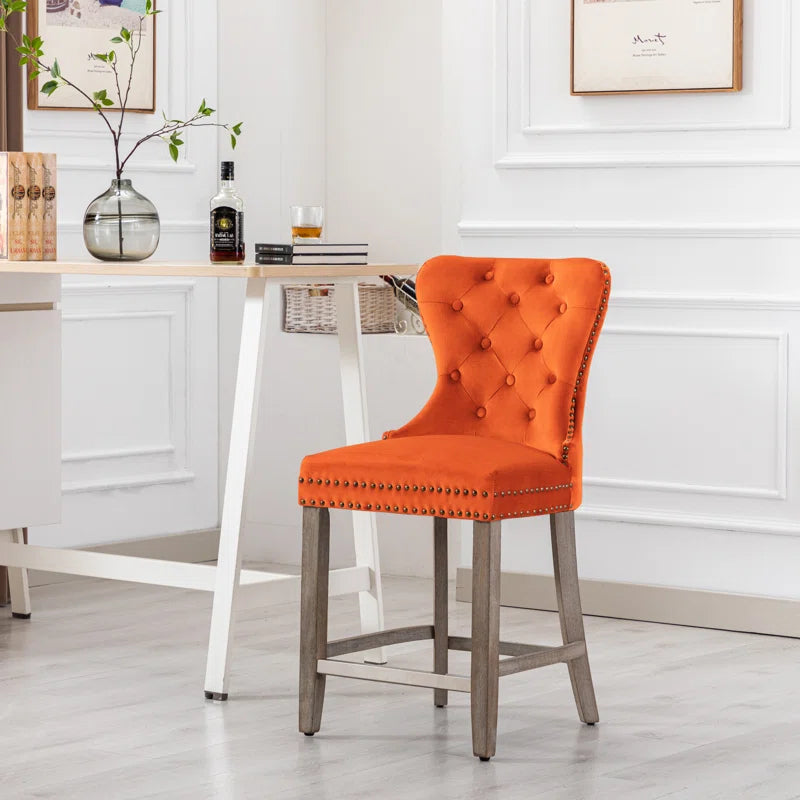 Thursaz Upholstered Counter and bar Stool with Solid Wood Frame