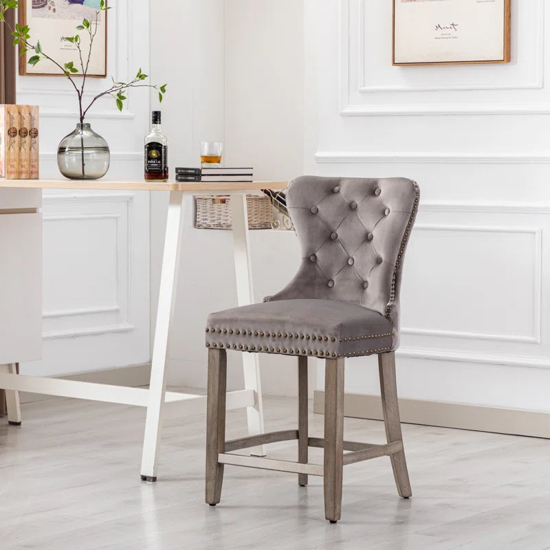 Thursaz Upholstered Counter and bar Stool with Solid Wood Frame