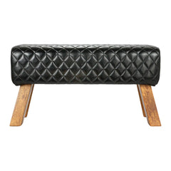 Hyineck Genuine Leather Upholstered Bench - Wooden Bazar