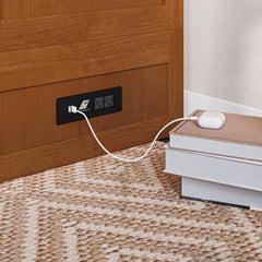 Wood Murphy Bed Chest with Storage Drawer, Built-in Charging station and Mattress