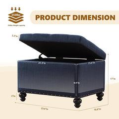 Sumonded Tufted Storage Ottoman Bench - Wooden Bazar