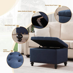 Sumonded Tufted Storage Ottoman Bench - Wooden Bazar