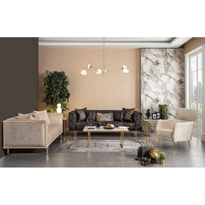 Tulasiz 4 - Piece Velvet Living Room Set Luxury Sofa Set