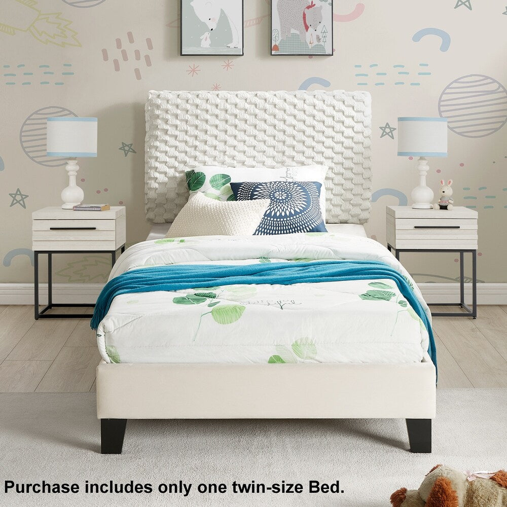 Twin Size Platform Bed with Adjustable Headboard
