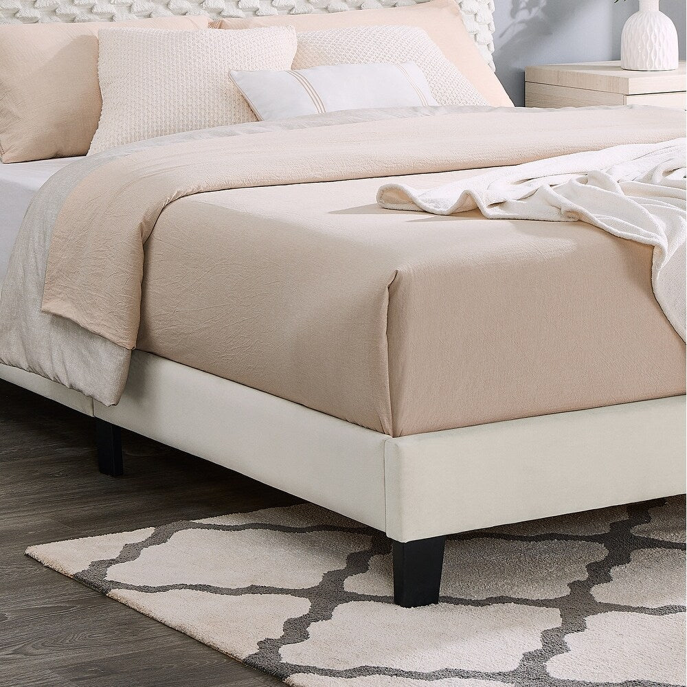 Twin Size Platform Bed with Adjustable Headboard