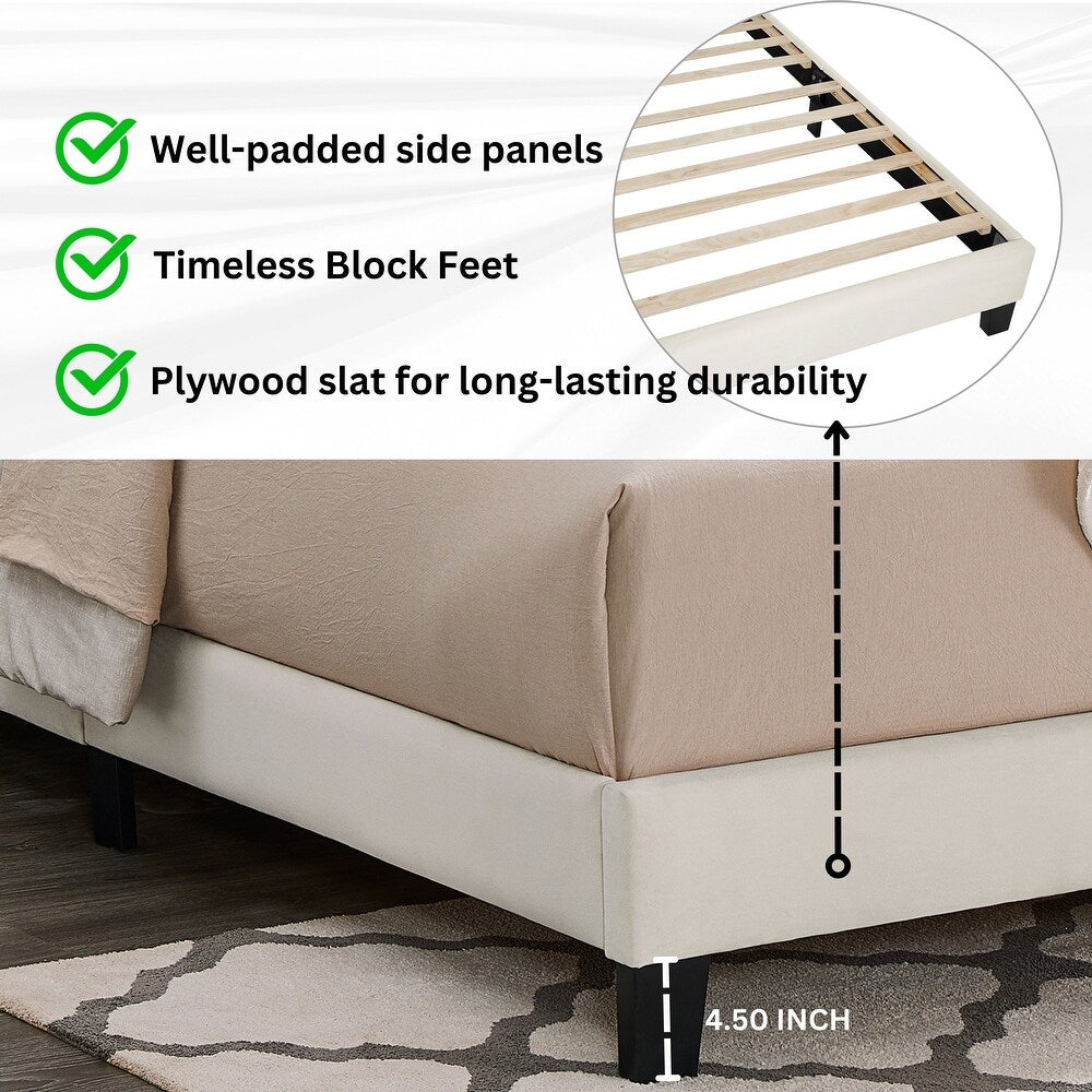 Twin Size Platform Bed with Adjustable Headboard