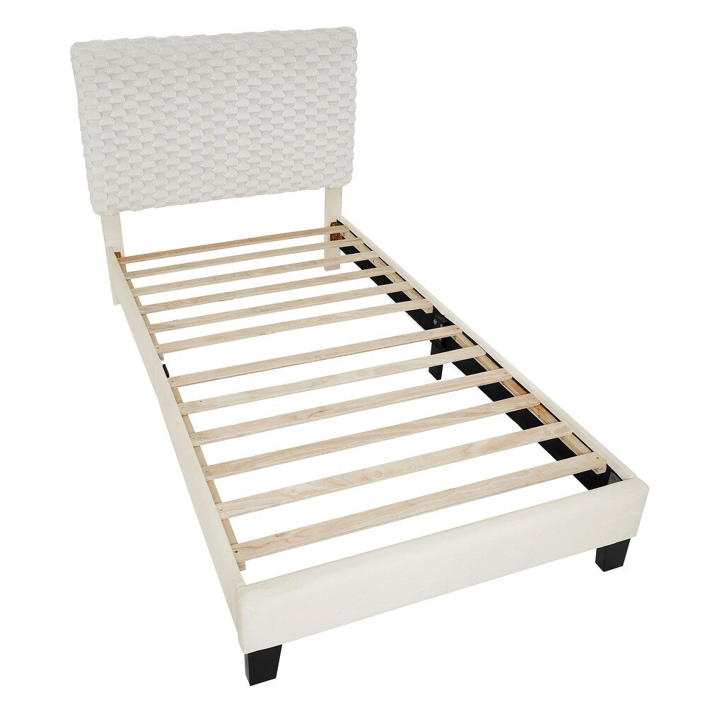 Twin Size Platform Bed with Adjustable Headboard