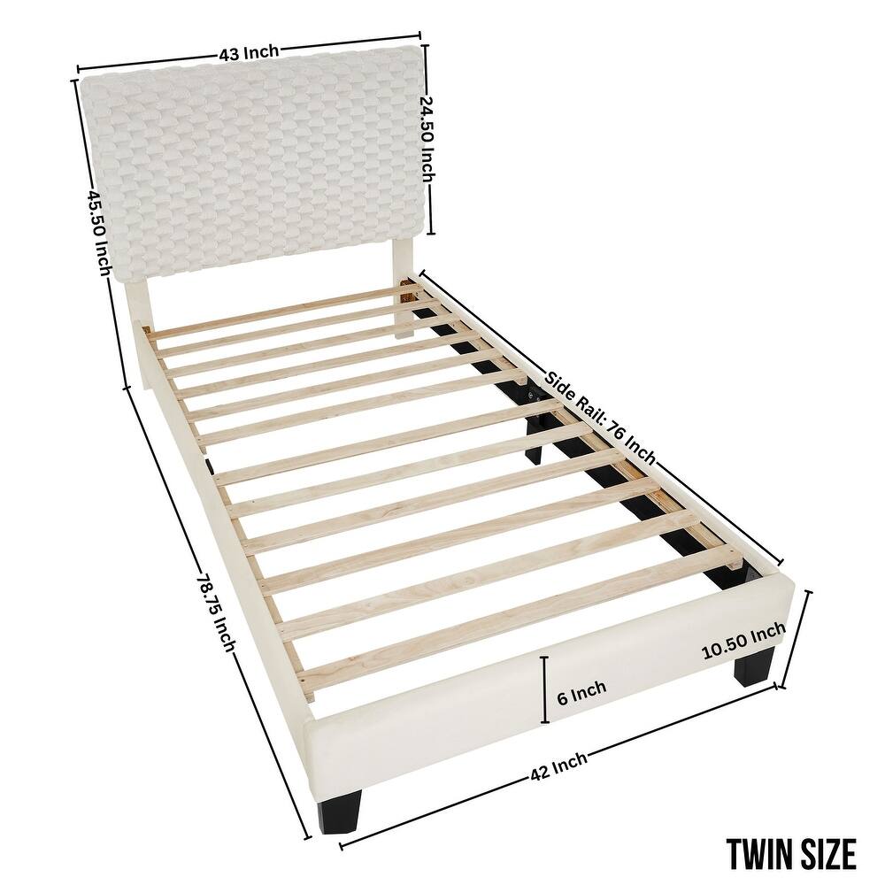Twin Size Platform Bed with Adjustable Headboard
