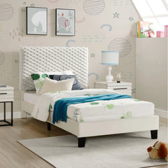 Twin Size Platform Bed with Adjustable Headboard