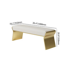 Slijter Beige Modern Stainless Steel Bench Leath-Aire Upholstered Bedroom Long Bench