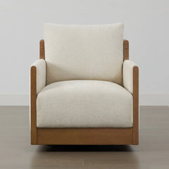Supik Upholstered Swivel Accent Barrel Chair with Wood Frame