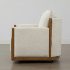 Supik Upholstered Swivel Accent Barrel Chair with Wood Frame