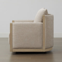 Supik Upholstered Swivel Accent Barrel Chair with Wood Frame