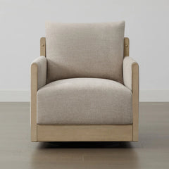 Supik Upholstered Swivel Accent Barrel Chair with Wood Frame