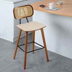 Latiu Swivel Upholstered Rattan Counter & Bar Stool