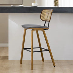 Latiu Swivel Upholstered Rattan Counter & Bar Stool