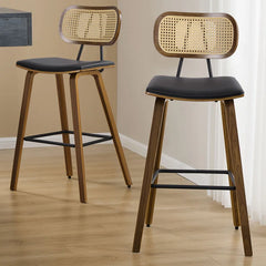 Latiu Swivel Upholstered Rattan Counter & Bar Stool