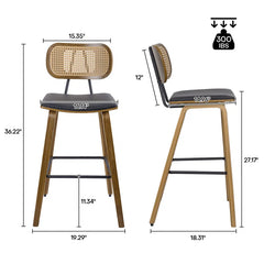 Latiu Swivel Upholstered Rattan Counter & Bar Stool