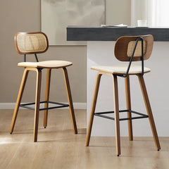 Latiu Swivel Upholstered Rattan Counter & Bar Stool