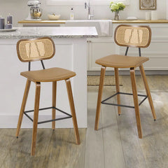 Latiu Swivel Upholstered Rattan Counter & Bar Stool