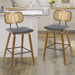 Latiu Swivel Upholstered Rattan Counter & Bar Stool