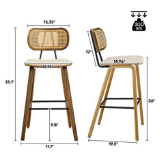 Latiu Swivel Upholstered Rattan Counter & Bar Stool