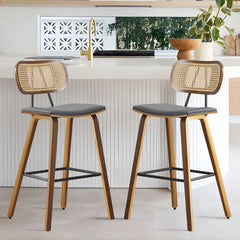 Latiu Swivel Upholstered Rattan Counter & Bar Stool