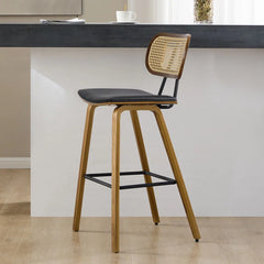 Latiu Swivel Upholstered Rattan Counter & Bar Stool