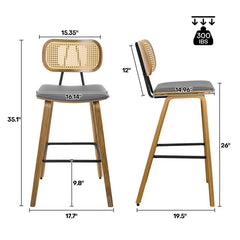 Latiu Swivel Upholstered Rattan Counter & Bar Stool