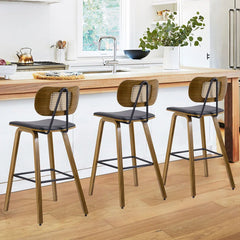 Latiu Swivel Upholstered Rattan Counter & Bar Stool